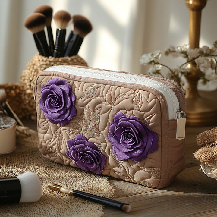 Enchanted Rose Quilted Makeup Bag