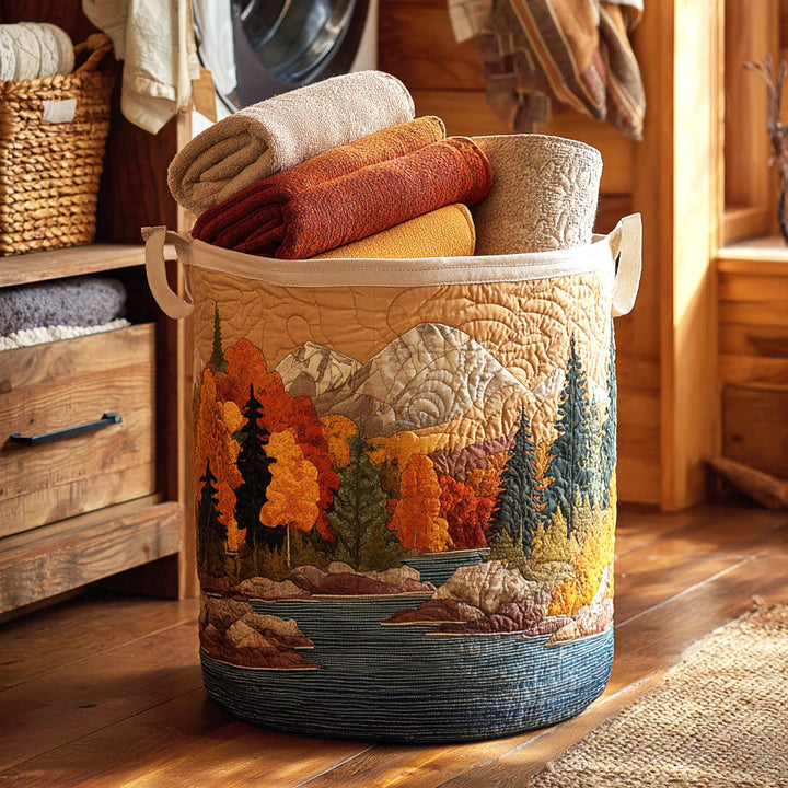 Autumn River quilted laundry basket