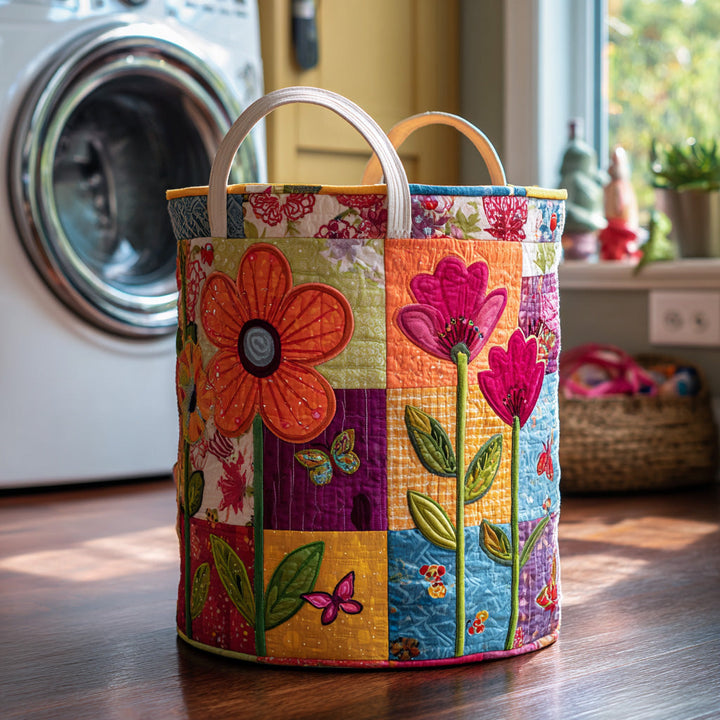 Bohemian Style quilted laundry basket