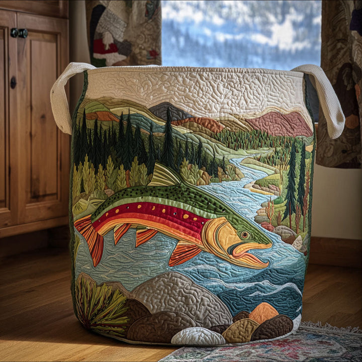 Calm Stream quilted laundry basket