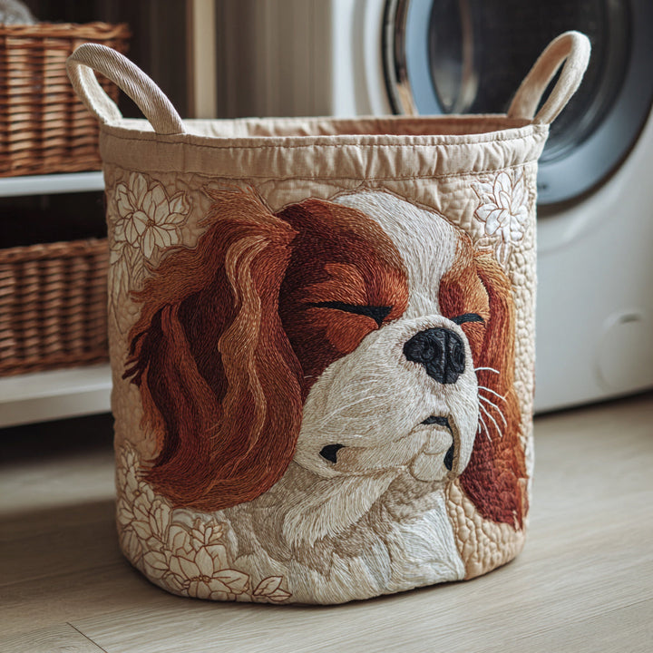 Cavalier King Charles quilted laundry basket