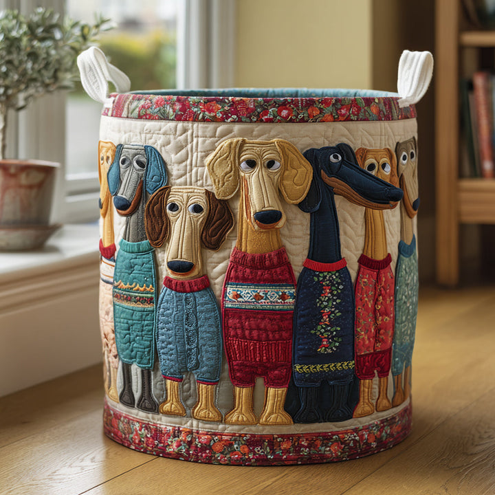Cheerful Whiskers quilted laundry basket