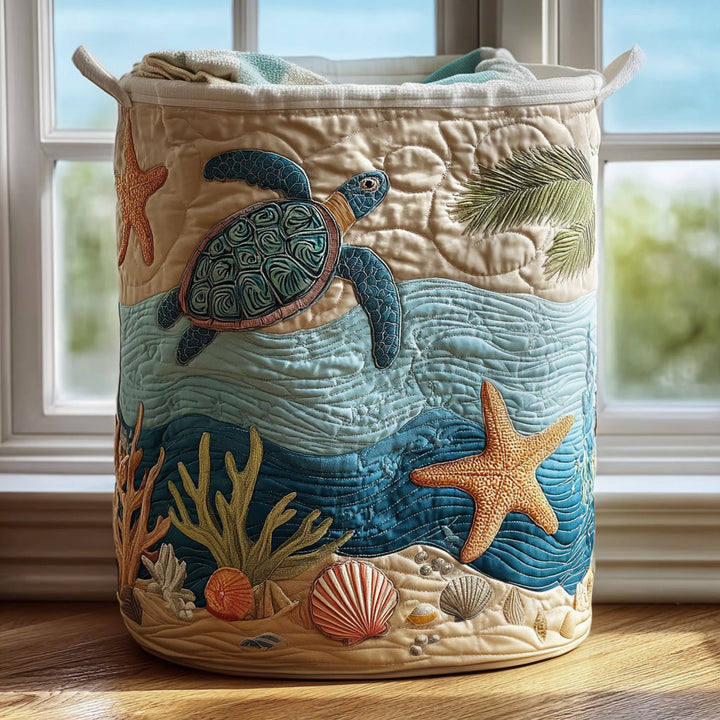 Coastal Harmony quilted laundry basket