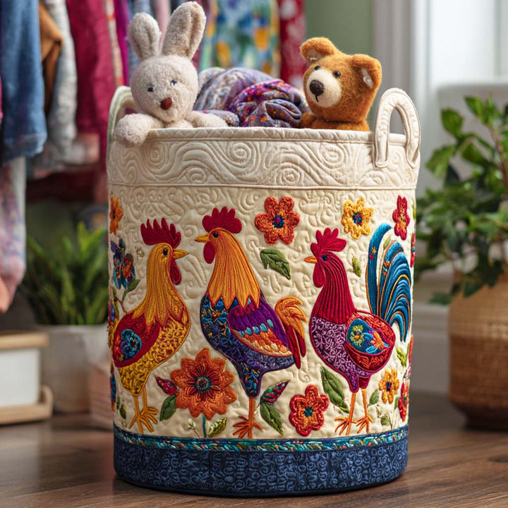 Hen's Hideaway quilted laundry basket
