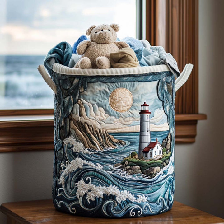 Lighthouse Bay quilted laundry basket