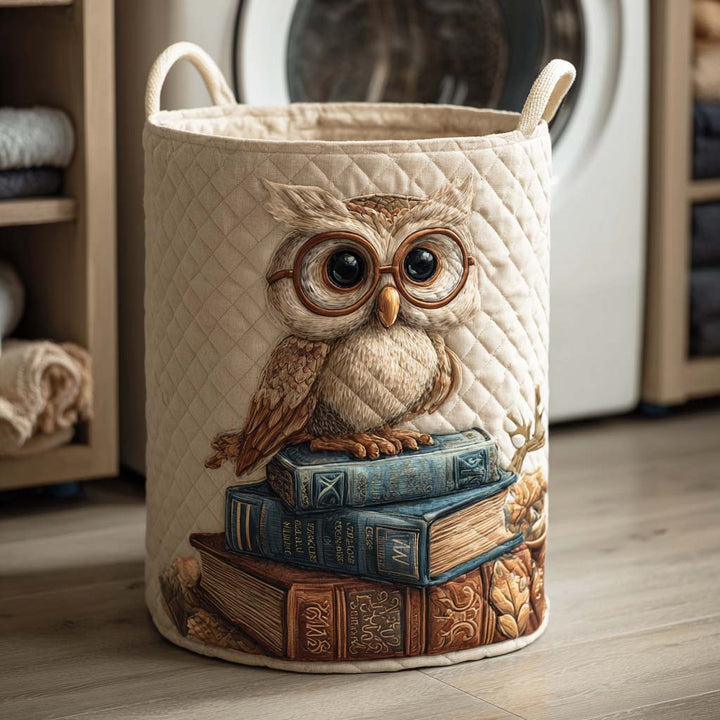 Owl quilted laundry basket