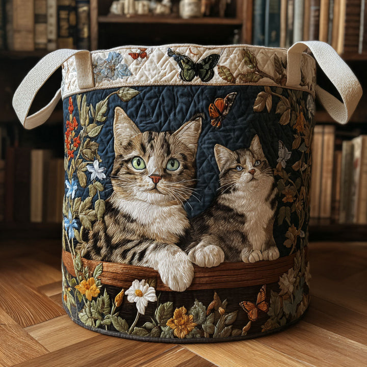 Paws in the Garden quilted laundry basket