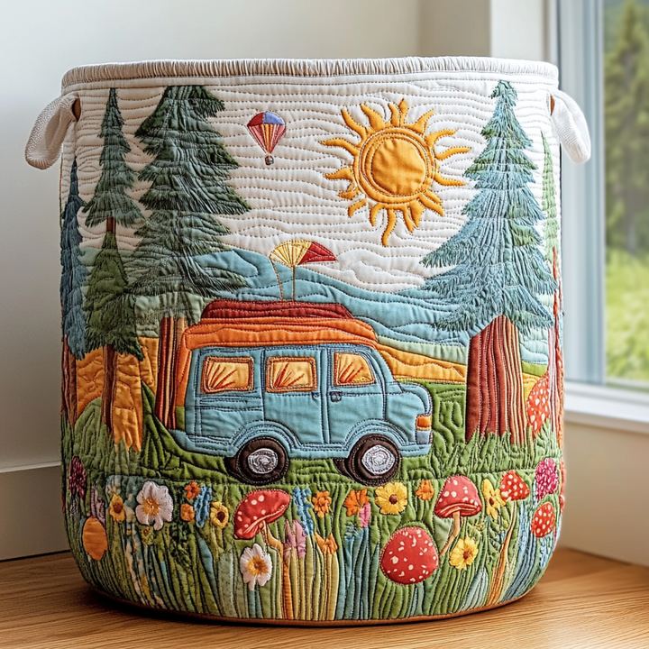 Peaceful Journey quilted laundry basket