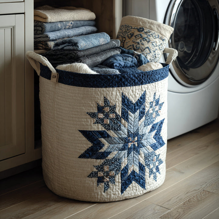 Snowflake quilted laundry basket