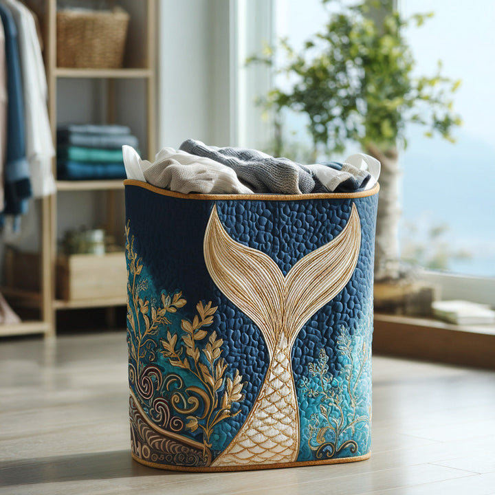 Sparkling Tides quilted laundry basket