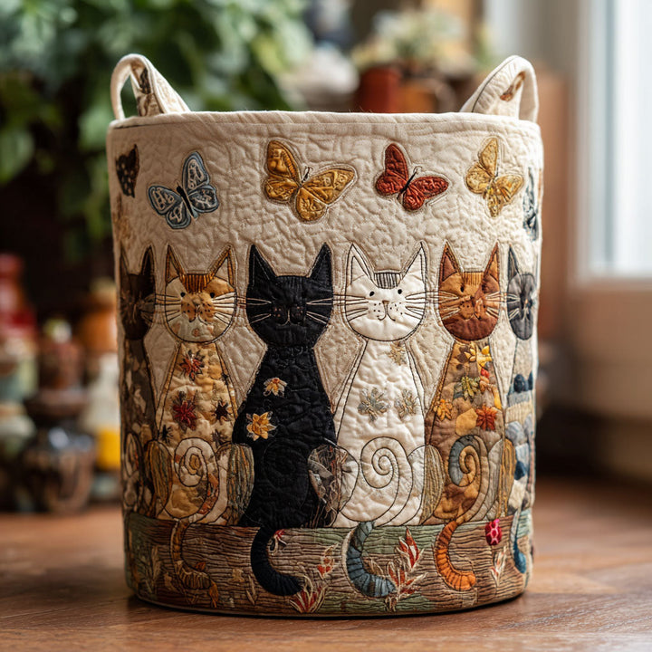 Whiskers quilted laundry basket