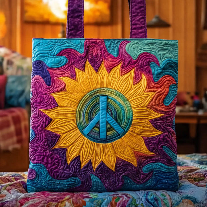 Hippie Sunflower Quilted Tote Bag