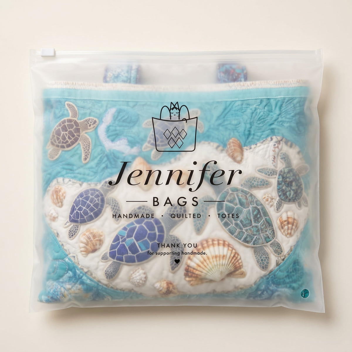 Artisanal Bag - Turtle Love — packaged in its pouch