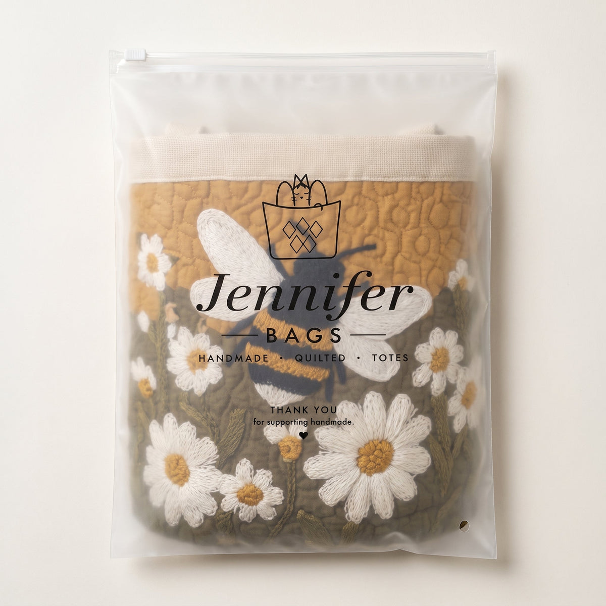 Quilted Laundry Basket - Daisy & Bee — packaged in its pouch