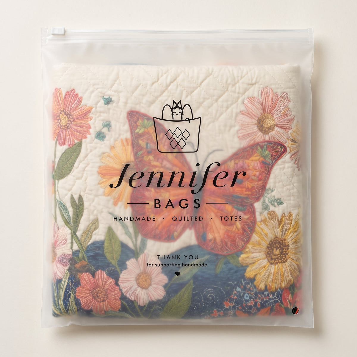 Quilted Laundry Basket - Colorful Beauty — packaged in its pouch