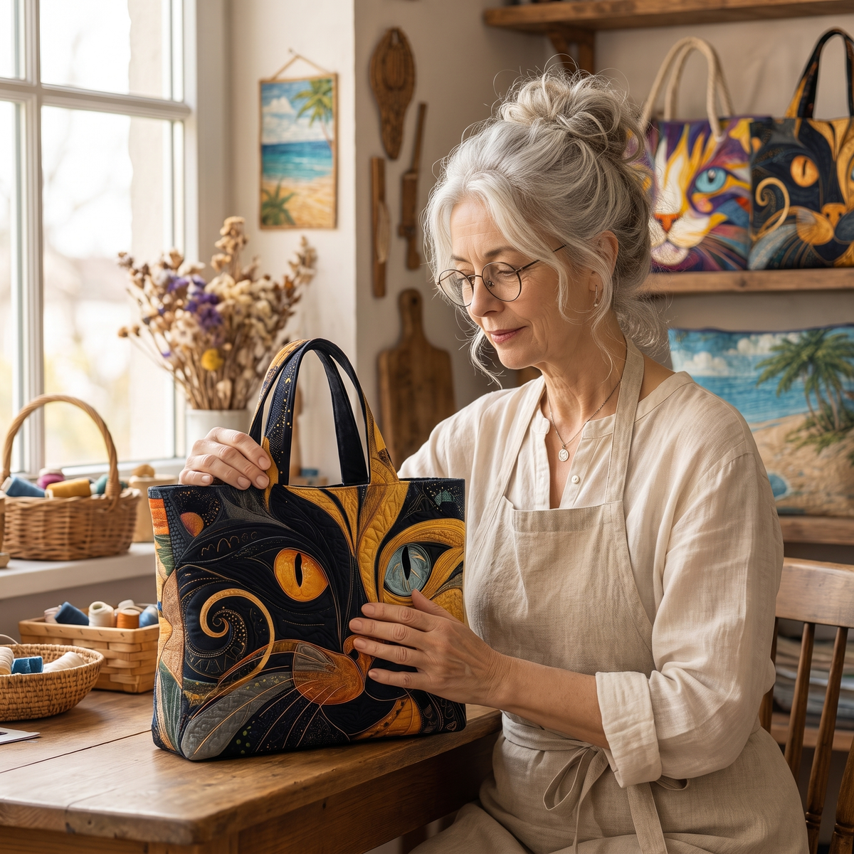 Artisanal Bag - Mystic Cat — handcrafted