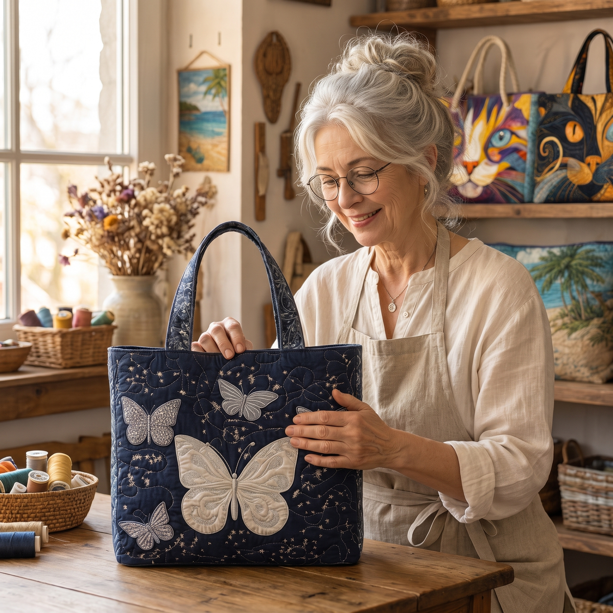 Artisanal Bag - Silver Butterfly — handcrafted
