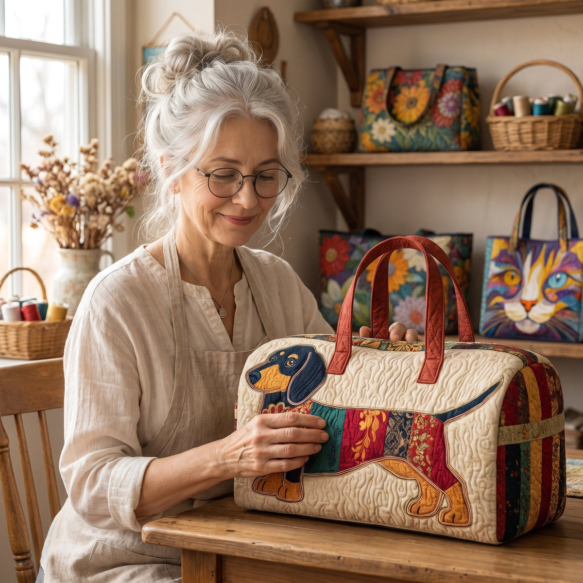 Patch Pup Quilted Duffle Bag — handcrafted
