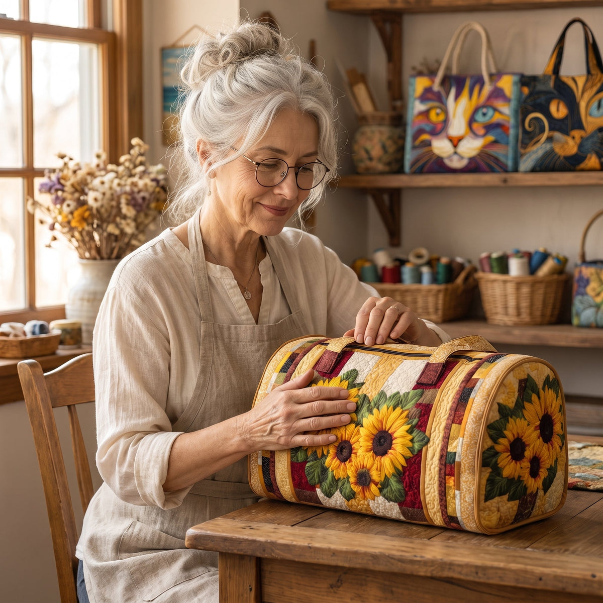 Warm Light Quilted Duffle Bag — handcrafted