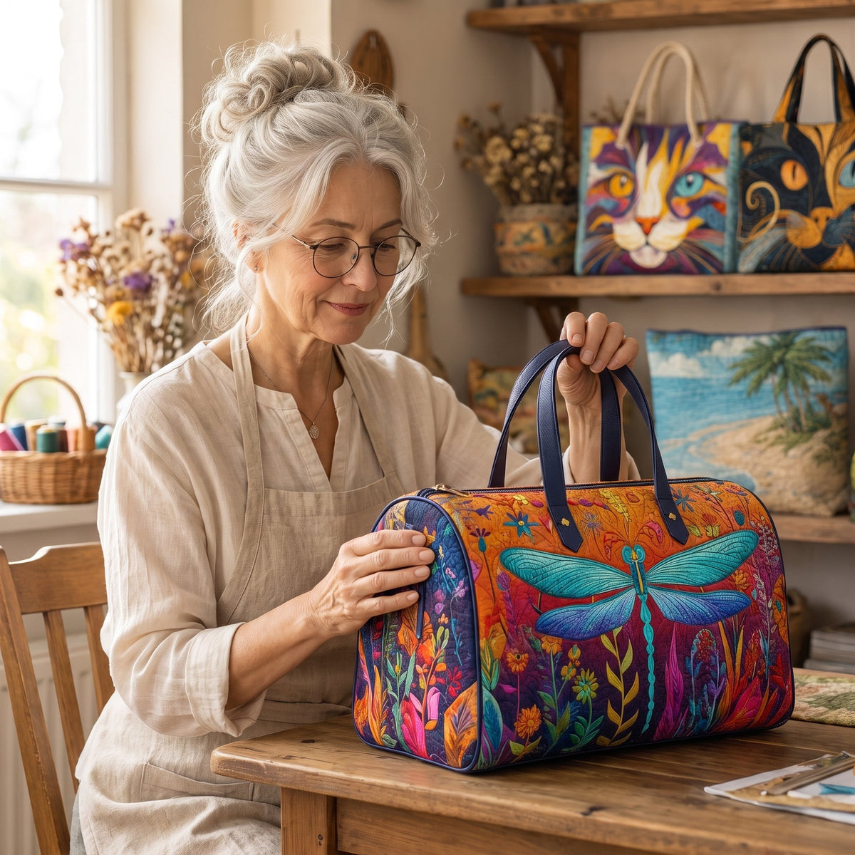 Flit and Fly Quilted Duffle Bag — handcrafted
