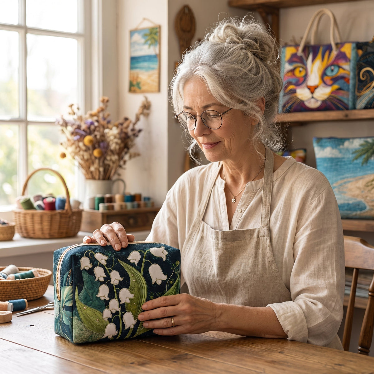Lily Grace Quilted Makeup Bag — handcrafted