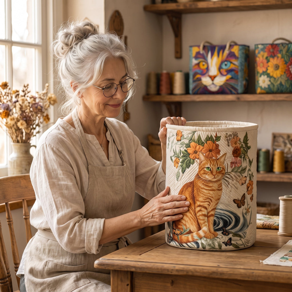 Quilted Laundry Basket - Warm Yellow