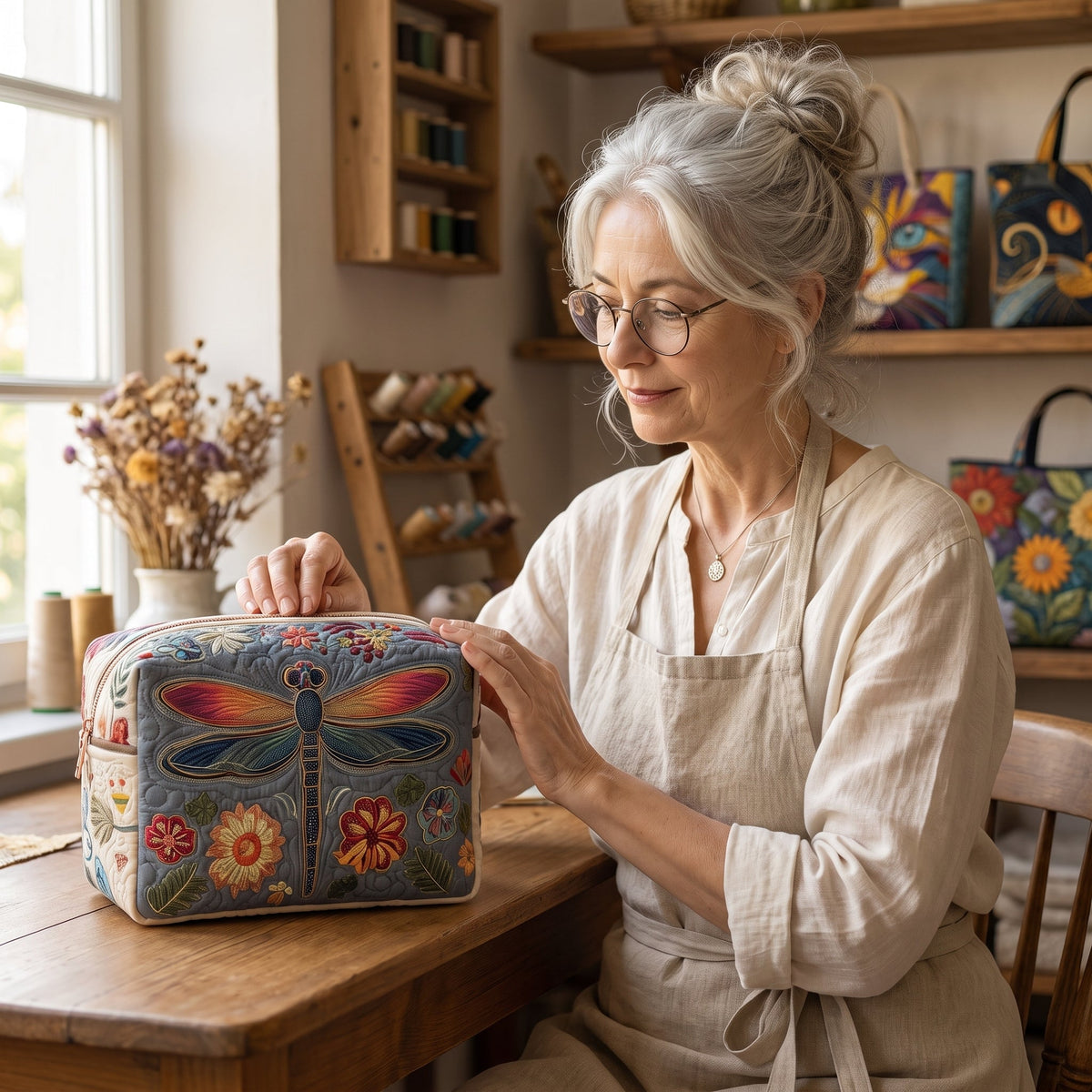 Breeze Catcher Quilted Makeup Bag — handcrafted