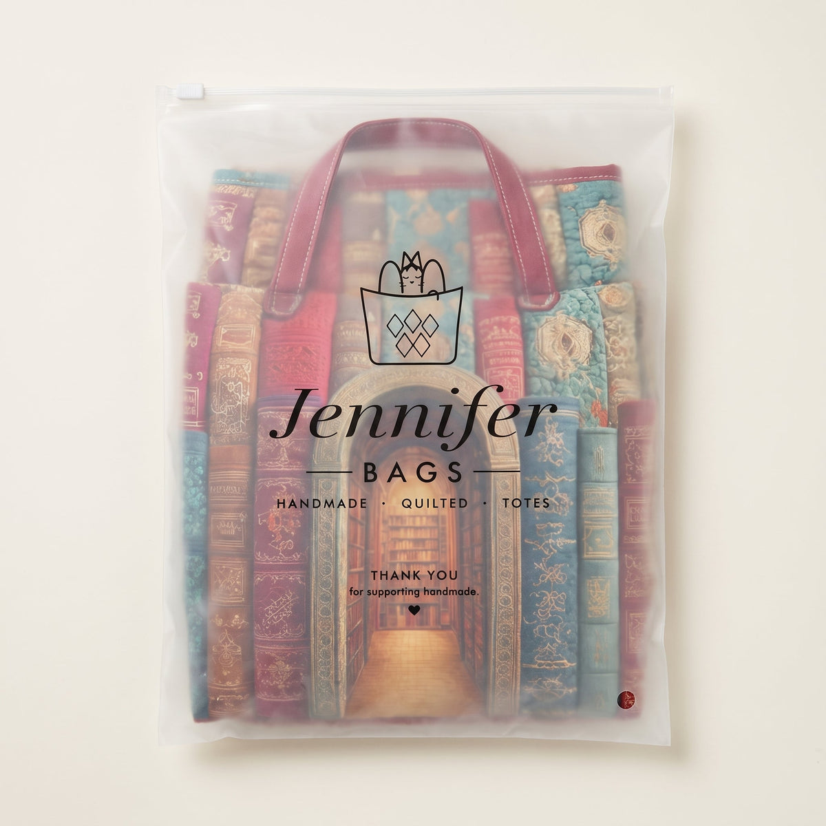 Hidden Library Quilted Duffle Bag — packaged in its pouch