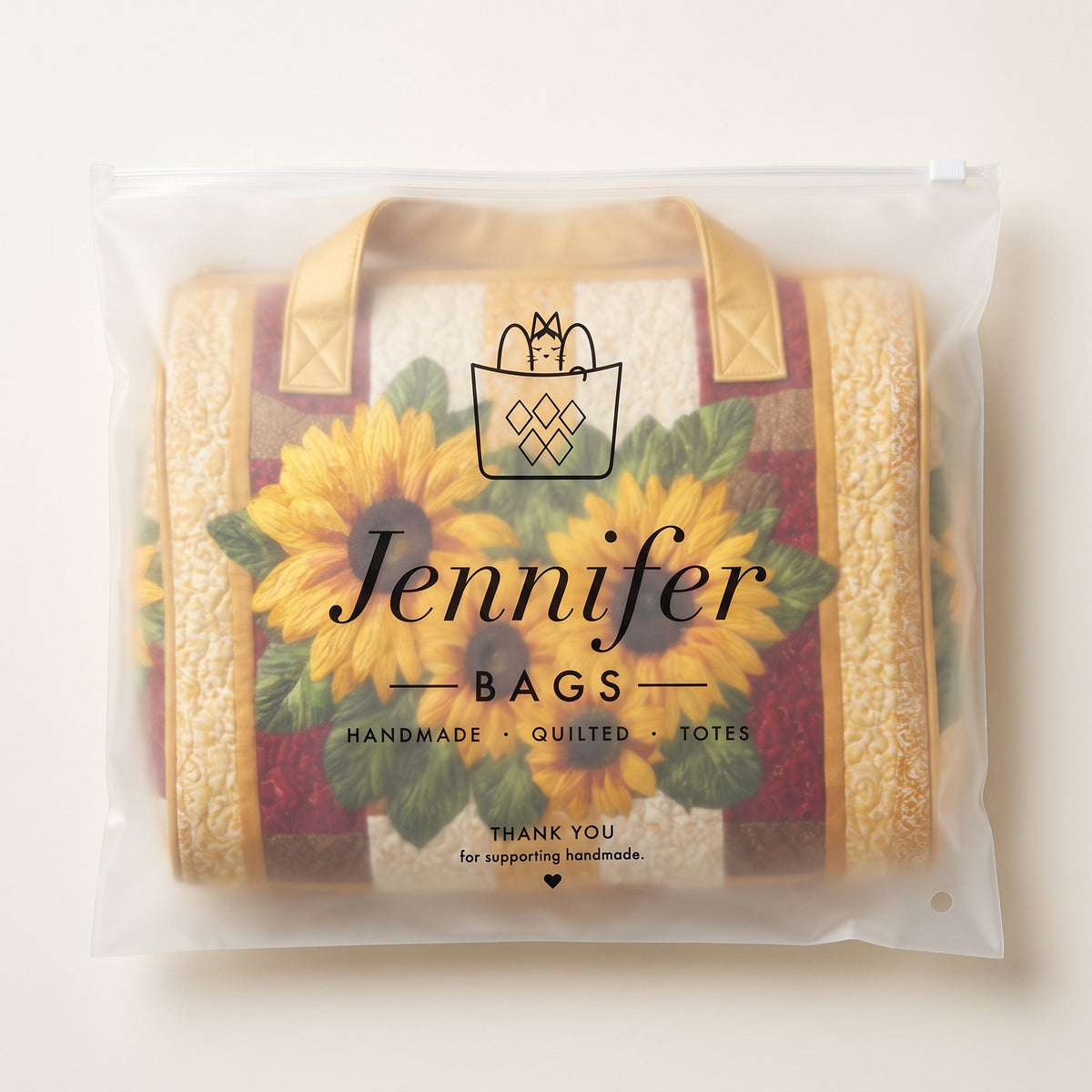 Warm Light Quilted Duffle Bag — packaged in its pouch