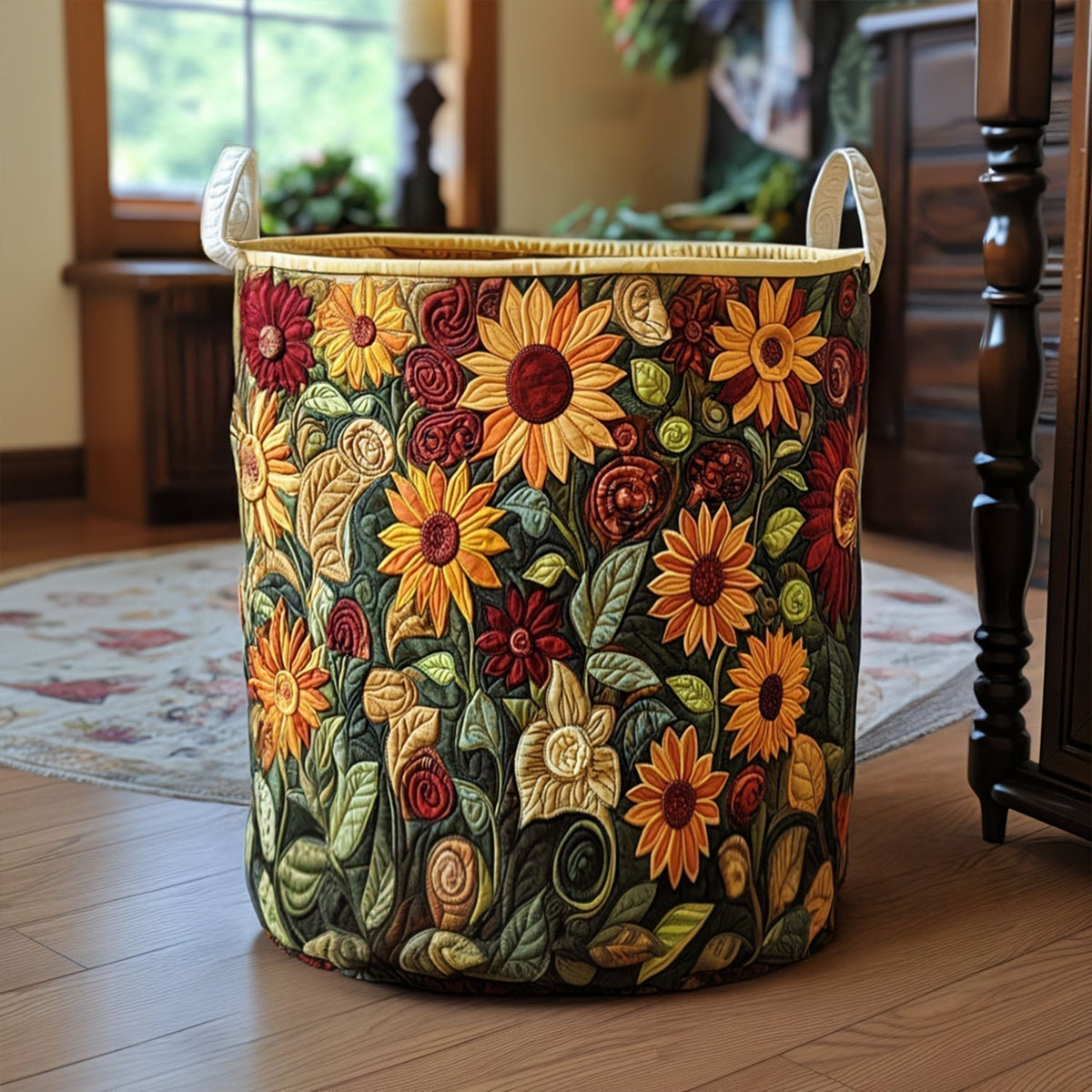 Amber Meadow quilted laundry basket