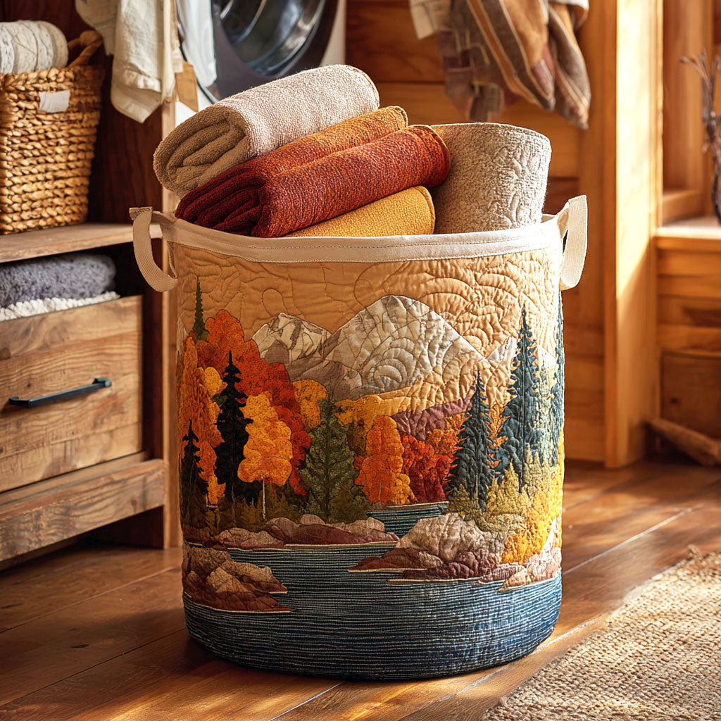 Autumn River quilted laundry basket