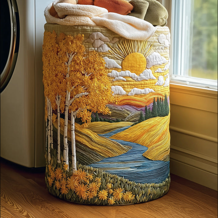 Birch Breeze quilted laundry basket