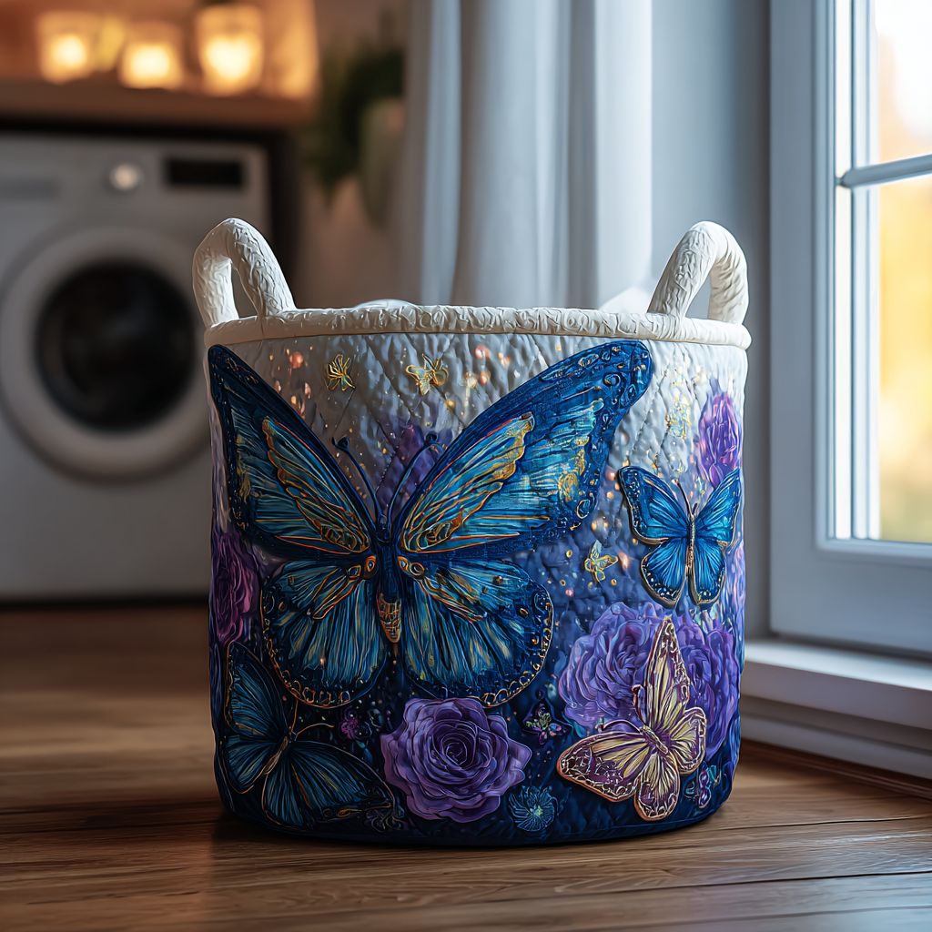 Butterflies quilted laundry basket