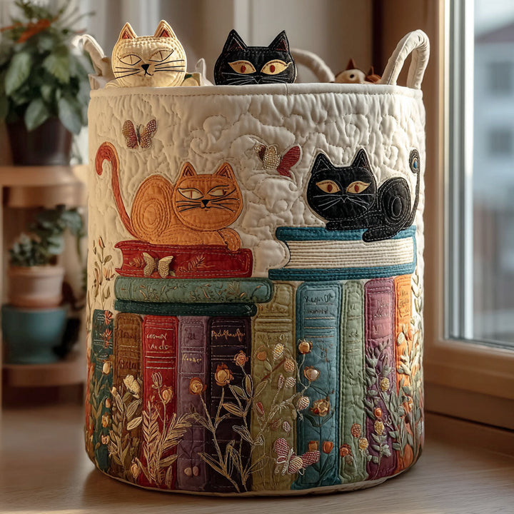 Cat quilted laundry basket