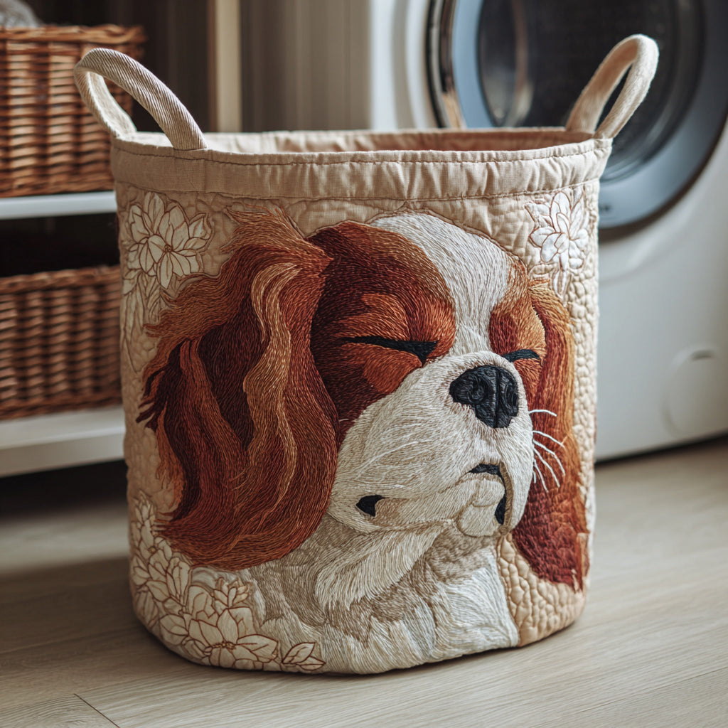 Cavalier King Charles quilted laundry basket