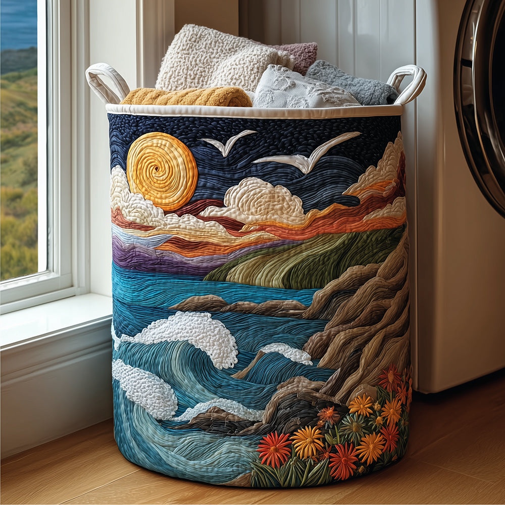 Coast at Dawn quilted laundry basket