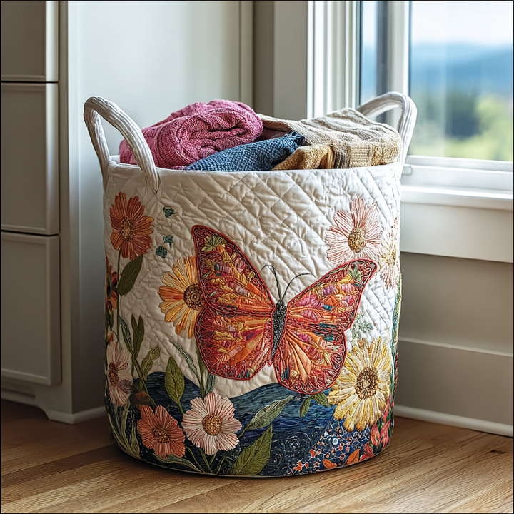 Colorful Beauty quilted laundry basket