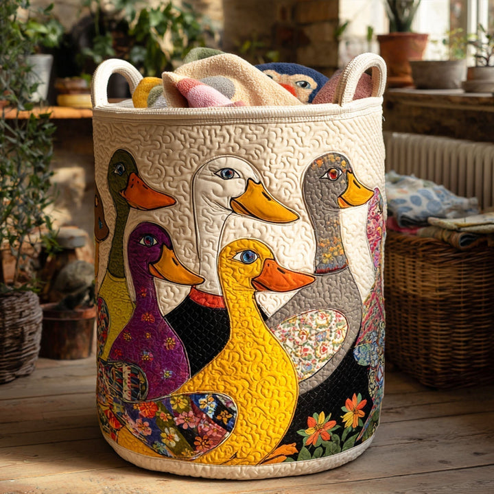 Crazy Duck quilted laundry basket