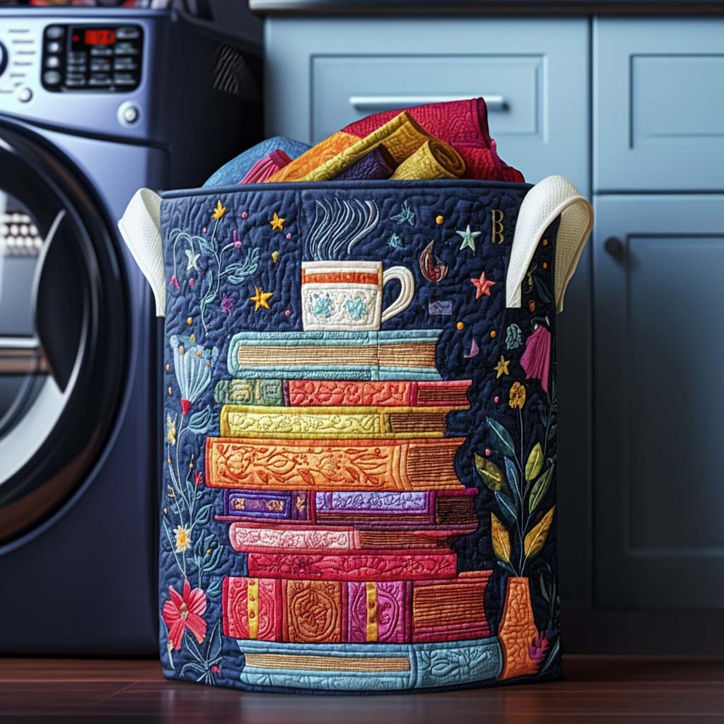 Dreamy Pages quilted laundry basket