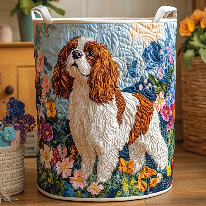 Floral quilted laundry basket