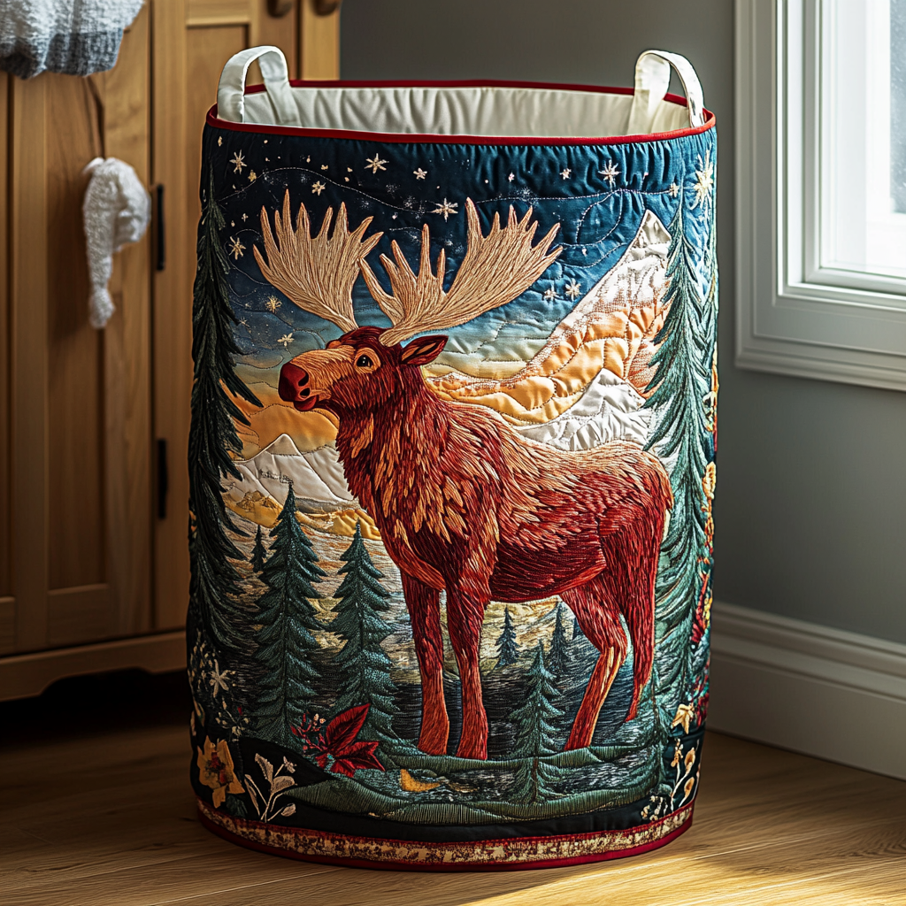 Forest quilted laundry basket