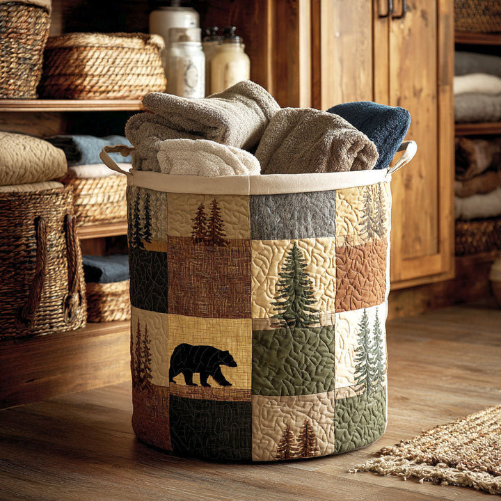 Forest Corner quilted laundry basket
