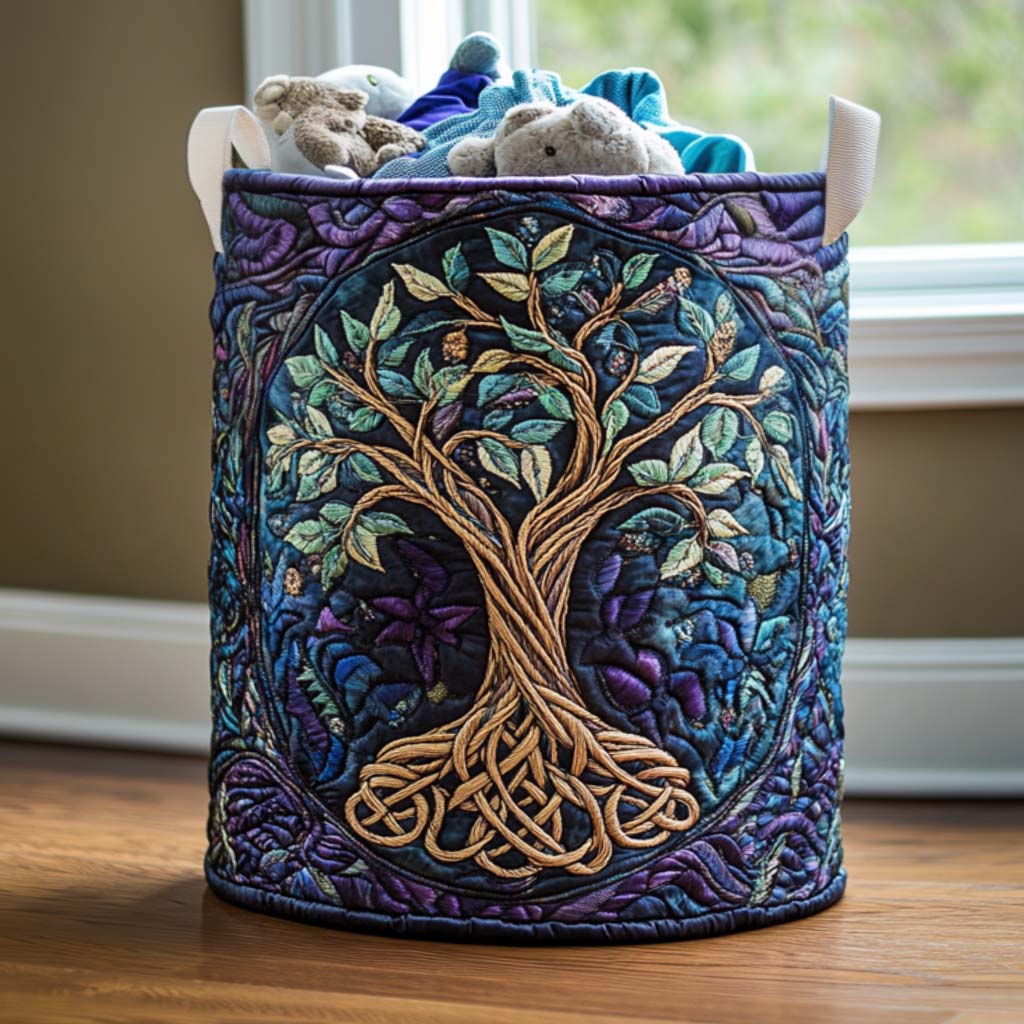 Forest Spirit quilted laundry basket