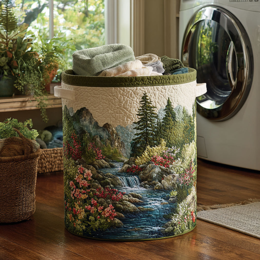 Forest Stream quilted laundry basket