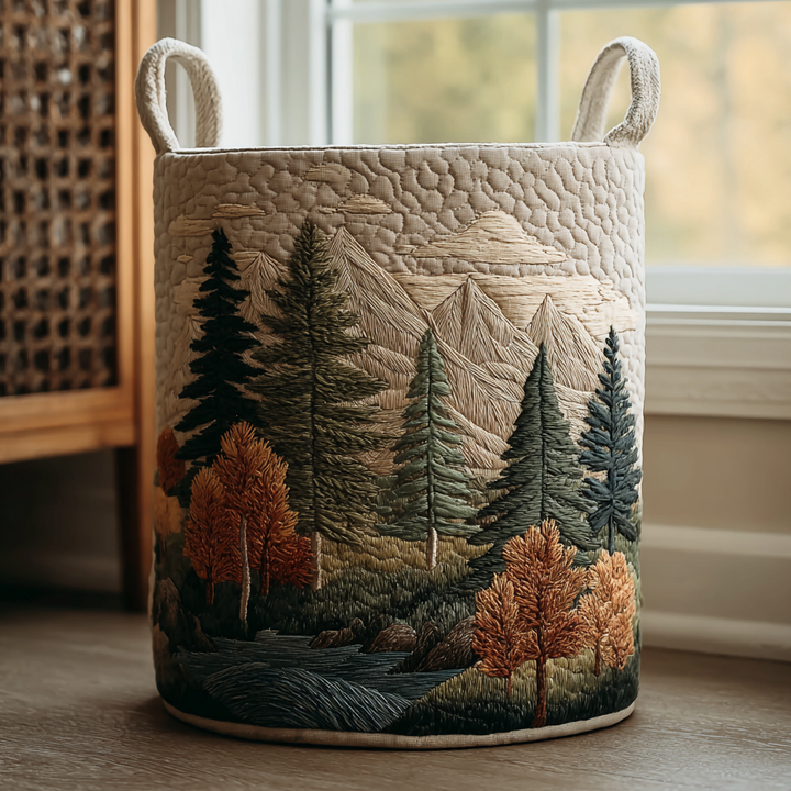 Forest quilted laundry basket