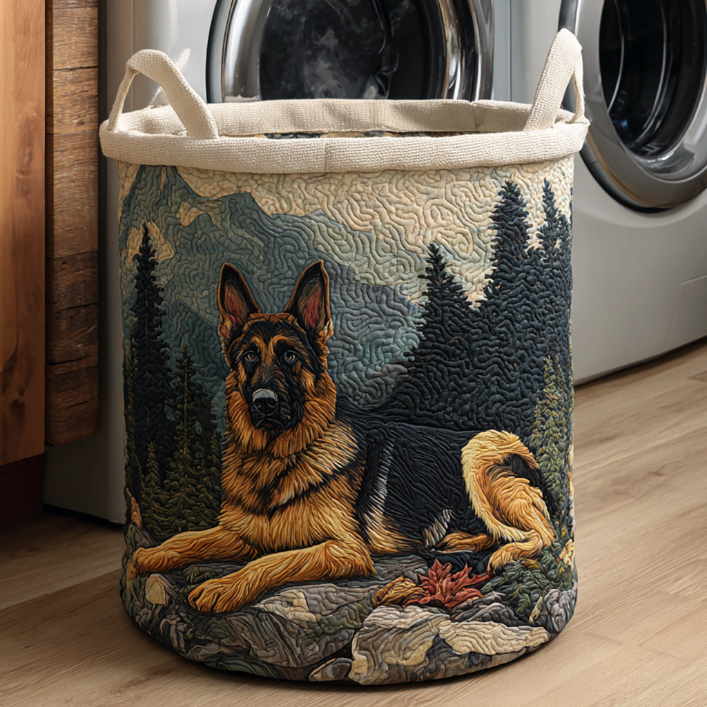 German Shepherd quilted laundry basket