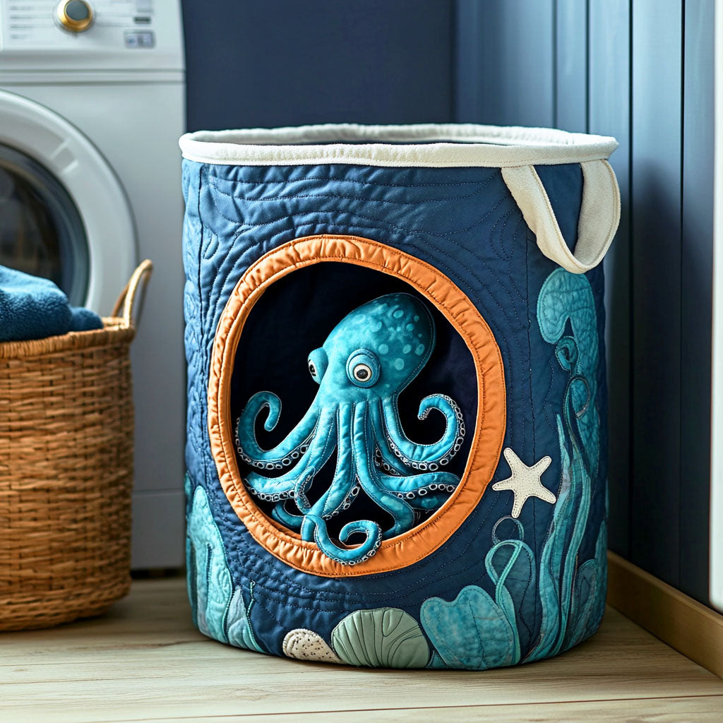 Hidden Octopus quilted laundry basket