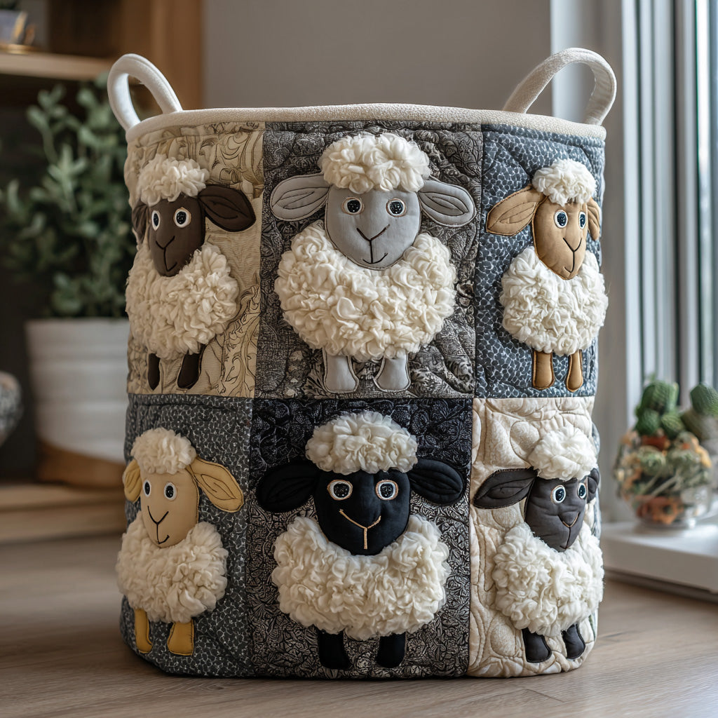 Joyful Peaks quilted laundry basket