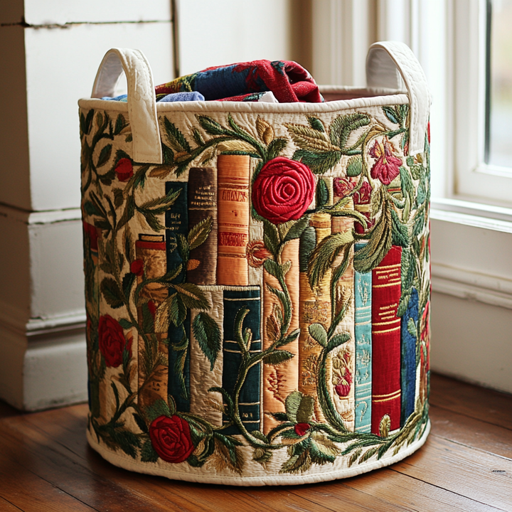 Natural quilted laundry basket