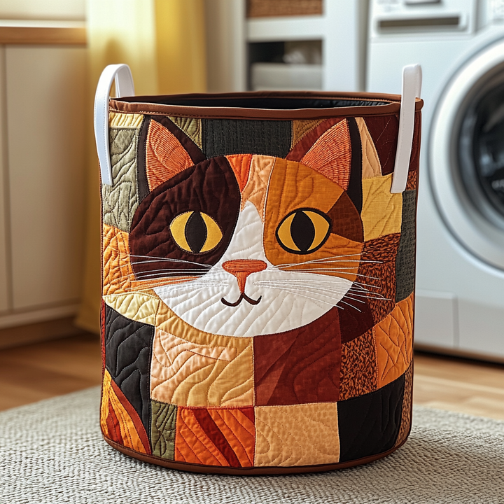 Patchwork quilted laundry basket